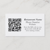 Sommelier Wine Bottle Custom QR Code Visitekaartje (Achterkant)