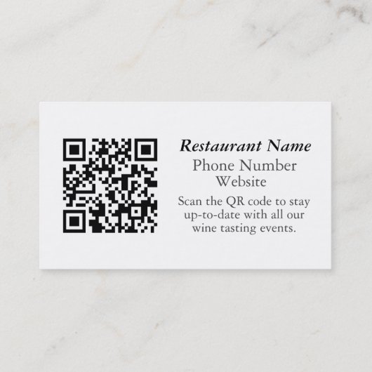 Sommelier Wine Bottle Custom QR Code Visitekaartje (Achterkant)
