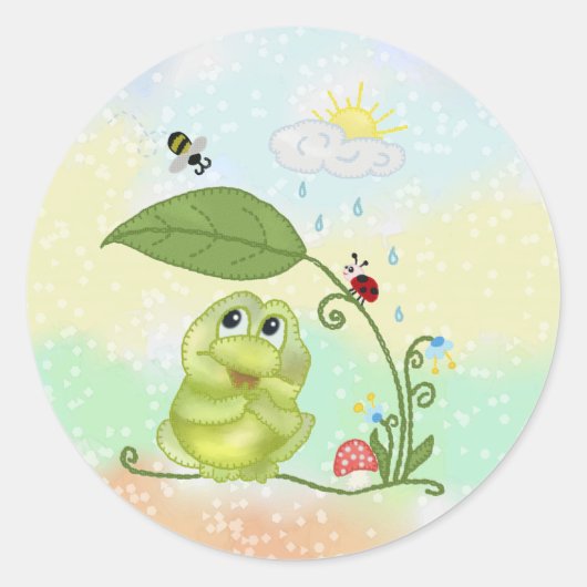 Sommerfrosch  ronde sticker (Voorkant)