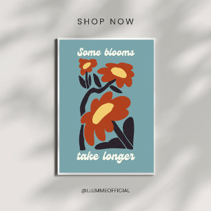 Sommige Bloemen Bloeien Later Retro Bloem Poster
