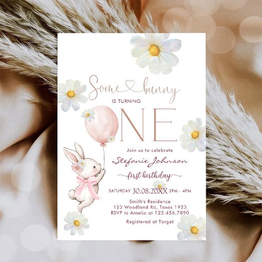 Sommige Bunny Eerste 1e Verjaardagsuitnodiging Kaart
