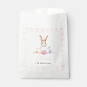Sommige Bunny Pastel Spring Pink Gingham 1e verjaa Bedankzakje (Voorkant)