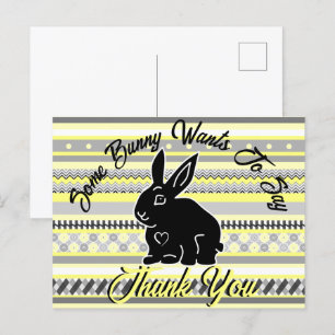Sommige Bunny wil zeggen dank je, geel en grijs Briefkaart