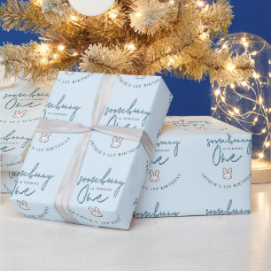 Sommige Bunny wordt één 1e verjaardagsfeestje Cadeaupapier