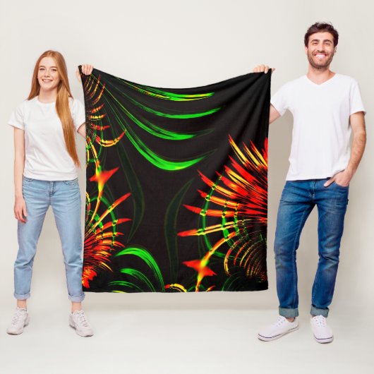 Sommige grasbladeren, brandkleuren in "bloempitten fleece deken (In situ)