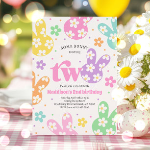 Sommige konijn Daisy Bloemen Pastel Lente 2e Verja Kaart