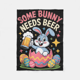 Sommige konijn heeft bier nodig grappig paasfeest fleece deken