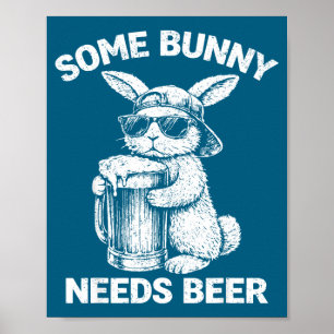 Sommige konijn heeft bier nodig grappige paashaas poster