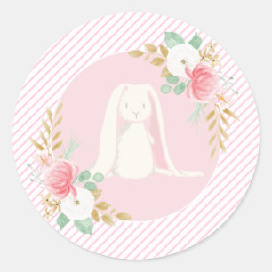 Sommige Konijn Verjaardag stickers bloem en Roze