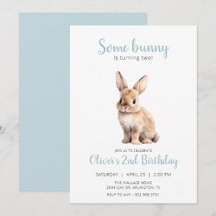 Sommige konijnenblauwe kinderen verjaardagsfeestje kaart