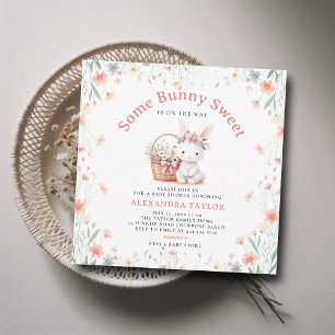 Sommige konijntje zoete wilde bloemen picknick Bab Kaart