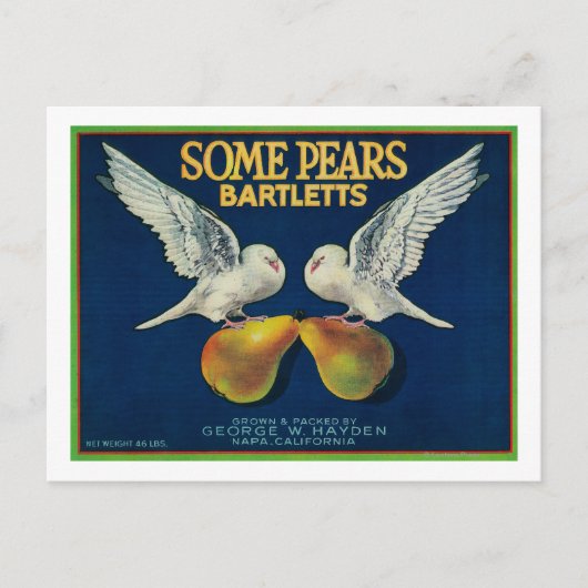 Sommige peren perenkratellabelNapa, CA Briefkaart (Voorkant)