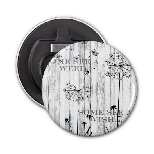 Sommigen zien een onkruid button flesopener (Voorkant)