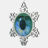Soms Blauwgroene ogen in de viskom Tin Sneeuwvlok Ornament (Rechts)
