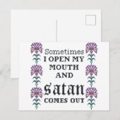 Soms open ik mijn mond grappige kruissteek briefkaart (Voorkant / Achterkant)