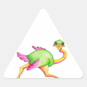Soms Ostrich Driehoek Sticker