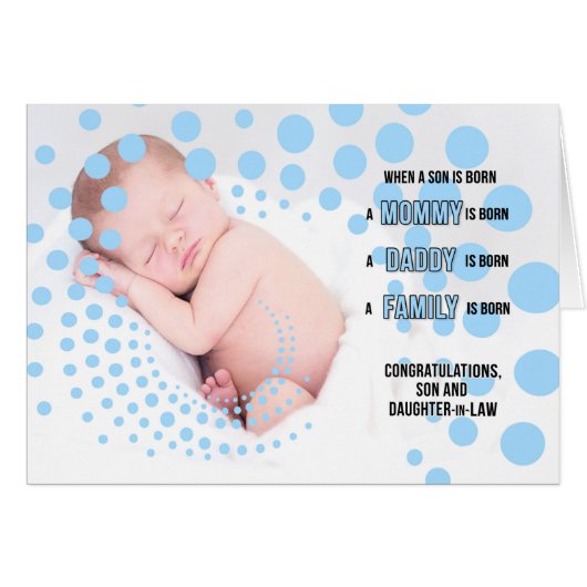 Son and Daughter in Law Baby Boy Congratulations (Devant horizontal)