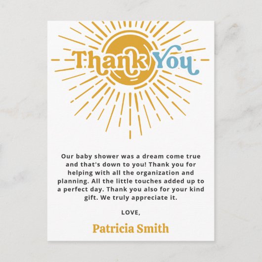 Son Boho Boy Baby shower Dank u Briefkaart (Voorkant)