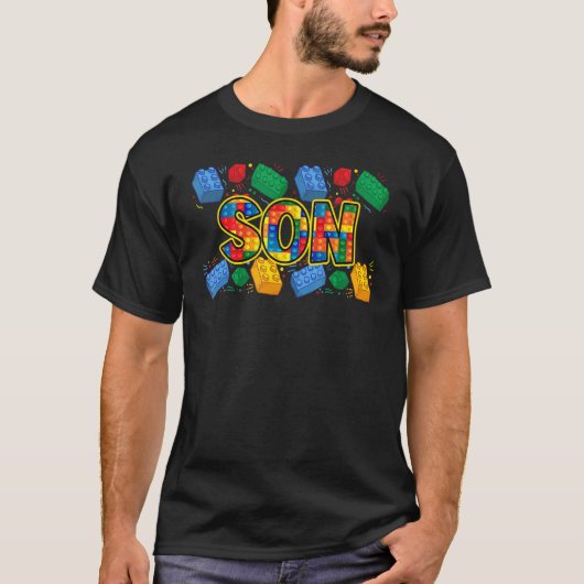 Son Brick Builder Boy Master Builder Blocks Build T-shirt (Voorkant)
