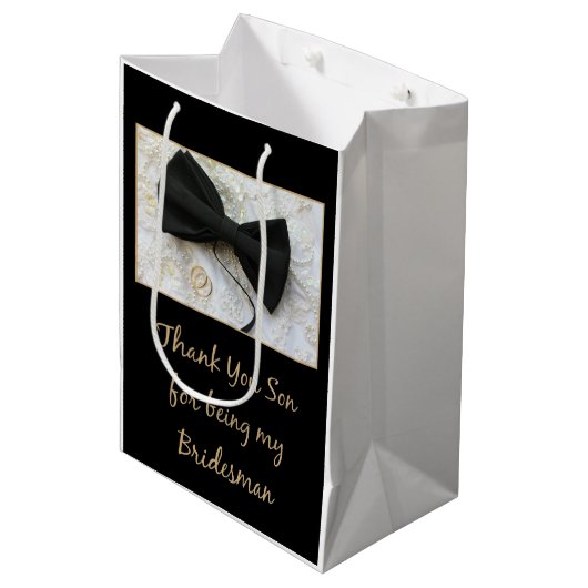 Son Bridesman dank u Medium Cadeauzakje (Voorkant Gekanteld)