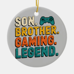 Son Brother Gamer Legend Retro Gaming Kerstmis Keramisch Ornament