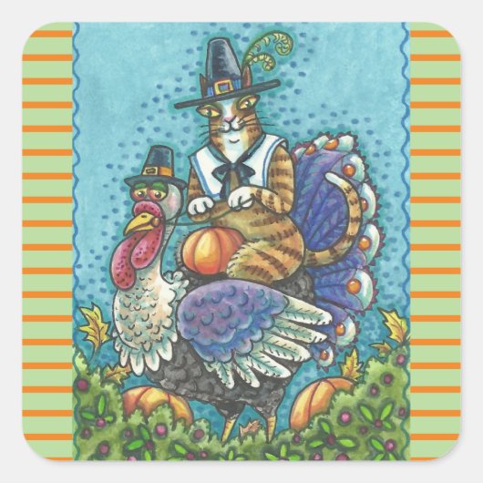 SON CHAT N'FITZ SUR THANKSGIVING TURKEY STICKERS (Devant)