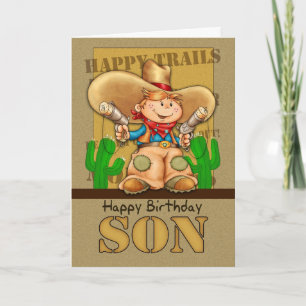 Son Cowboy Birthday Card - Rootin' Tootin' Birthda Kaart