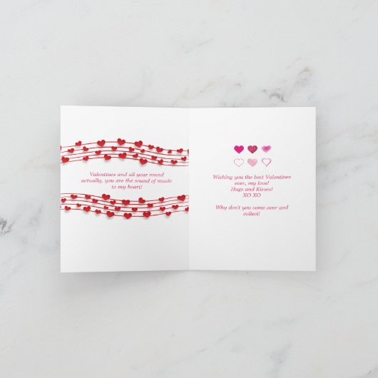 Son de la musique à mon coeur Valentines Carte de  (Intérieur)