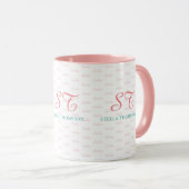 son élégante tasse rose avec monogramme (Devant droit)