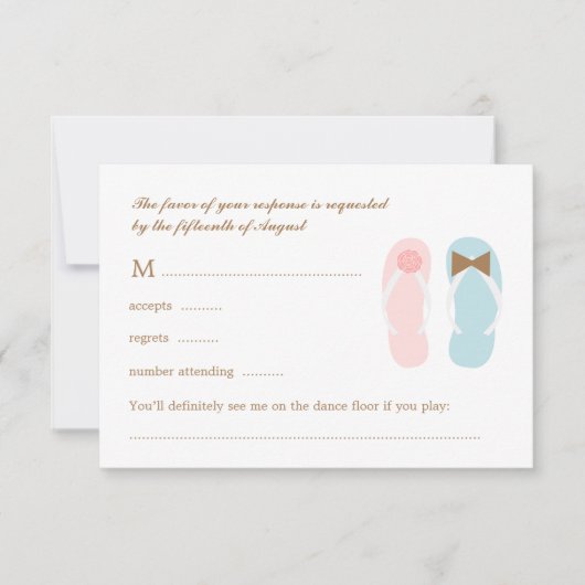 Son et ses Sandals Beach Wedding Réponse RSVP (Devant)