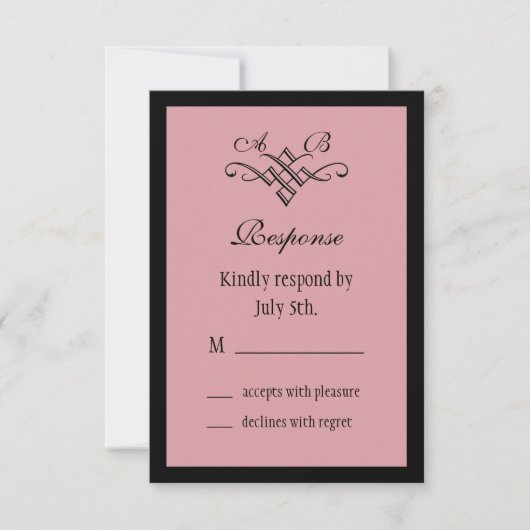 Son et son mariage Monogramme RSVP en rose (Devant)