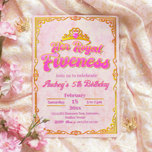 Son fief royal - Girl 5th Birthday Invitation