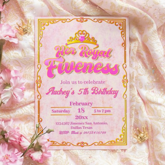 Son fief royal - Girl 5th Birthday Invitation