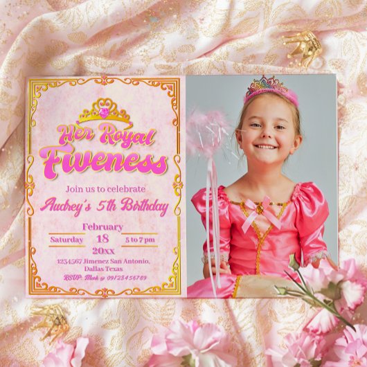 Son fief royal - Girl 5th Birthday Invitation