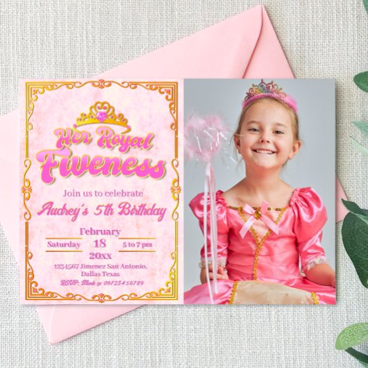 Son fief royal - Girl 5th Birthday Invitation