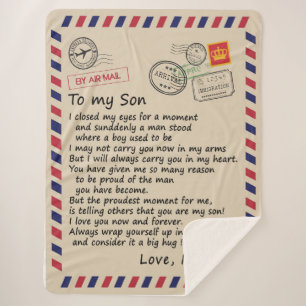 Son Gift Brief aan mijn zoontje van mama Sherpa Deken