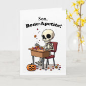 Son Halloween Funny Skeleton Bone-Apetite Snoep Kaart (Gele Bloem)