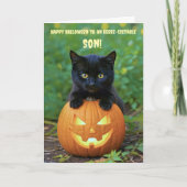 Son Happy Halloween Schattige Zwarte Kat Kitten Kaart (Voorkant)
