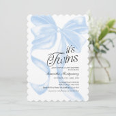 Son invitation Bleue Coquette pour Bébé Jumeaux (Debout devant)