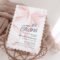 Son invitation Jumeaux Nœud Papillon Rose Coquette