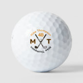 Son nom, initiales et âge balle de golf orange/noi (Devant)