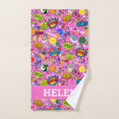 Son nom 😍 mélangé à la balle rose (Serviette à main)