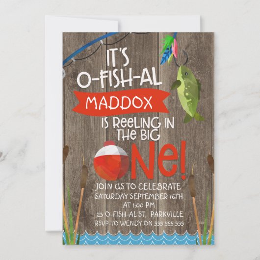 Son O-fish-al 1er Anniversaire Invitation Pour Gar (Devant)