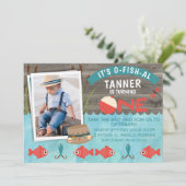 Son Ofish-al ou pêche 1er anniversaire Invitation (Debout devant)