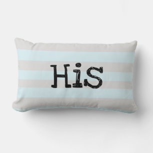 Son oreiller bleu et gris doux pastel "Je l'aime"