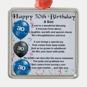 Son Poem - 30th Birthday Design Metalen Ornament