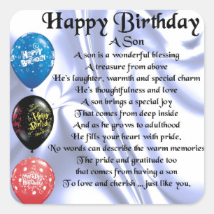 Son Poem - Happy Birthday Vierkante Sticker