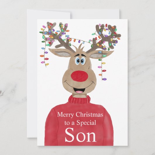 Son Rendier Kerst  Feestdagenkaart (Voorkant)