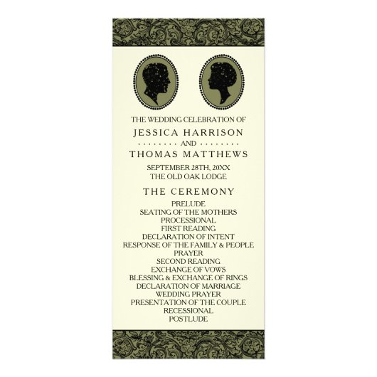 Son & ses Art Déco Silhouette Wedding Programme (Devant)