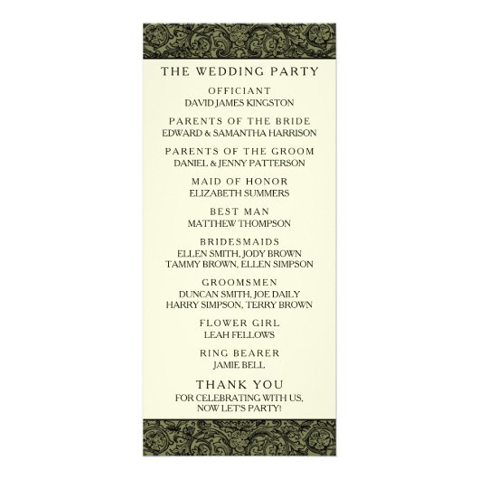 Son & ses Art Déco Silhouette Wedding Programme (Dos)